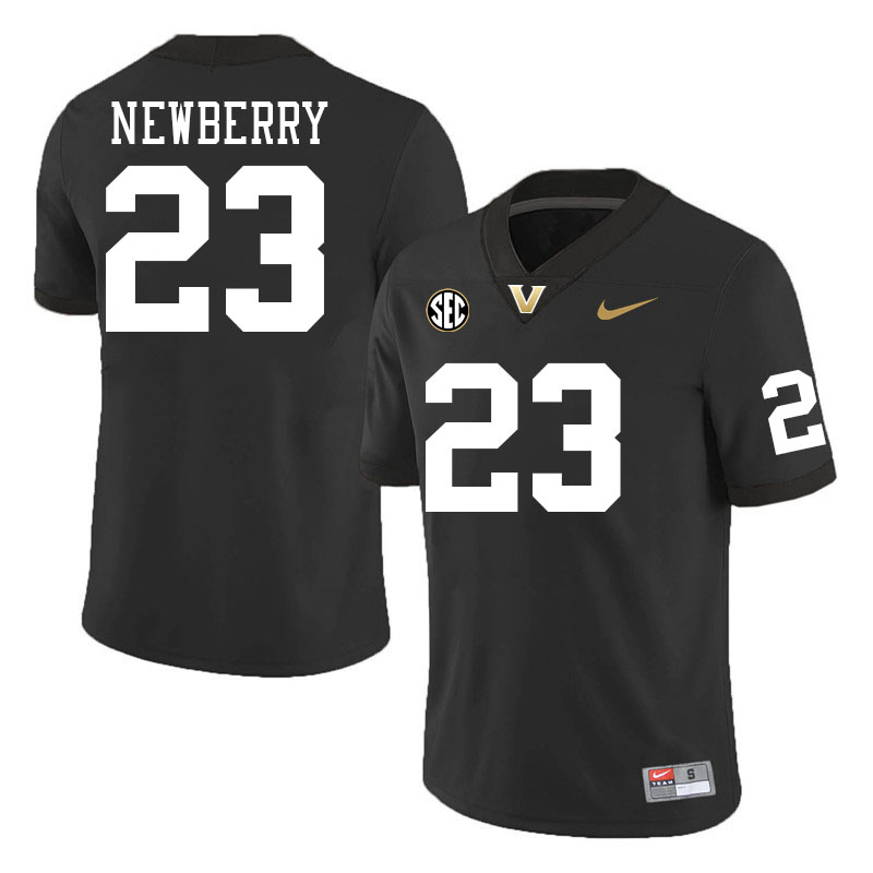 Vanderbilt Commodores #23 AJ Newberry College Football Jerseys Stitched-Black